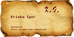 Kriska Igor névjegykártya